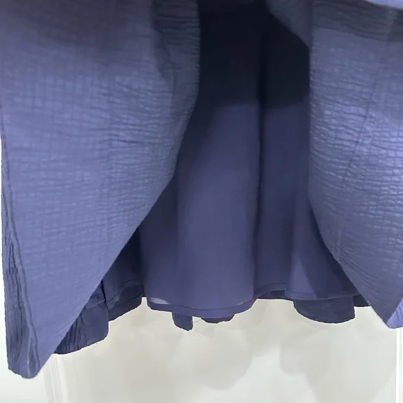 Anthropologie dress XS navy blue square neck seersucker Sleeveless Button-Down - Picture 7 of 16